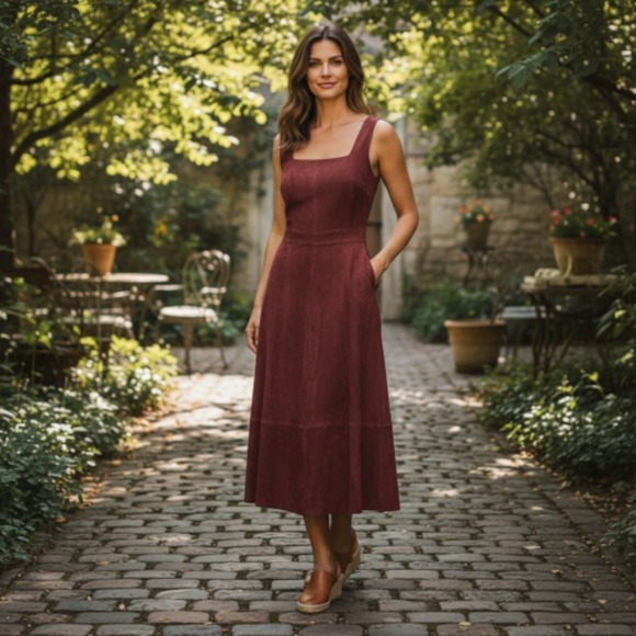 ANTONIO MELANI Dresses & Skirts - Antonio Melani Dress Womens 4 Brick Norah Genuine Suede Leather Midi Sleeveless